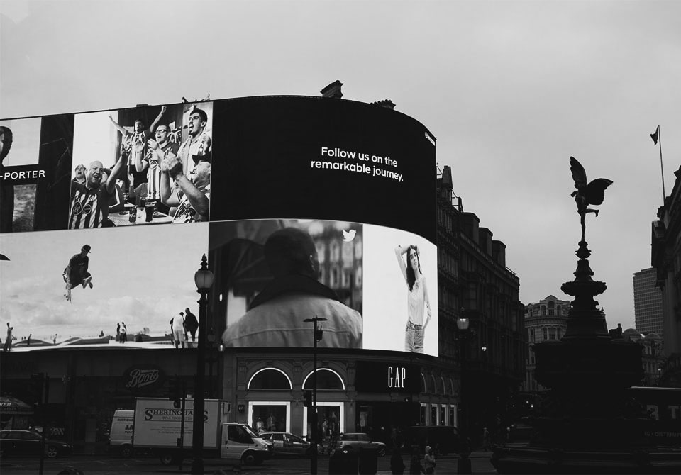 Digitale Werbung am Piccadilly Circus in London.